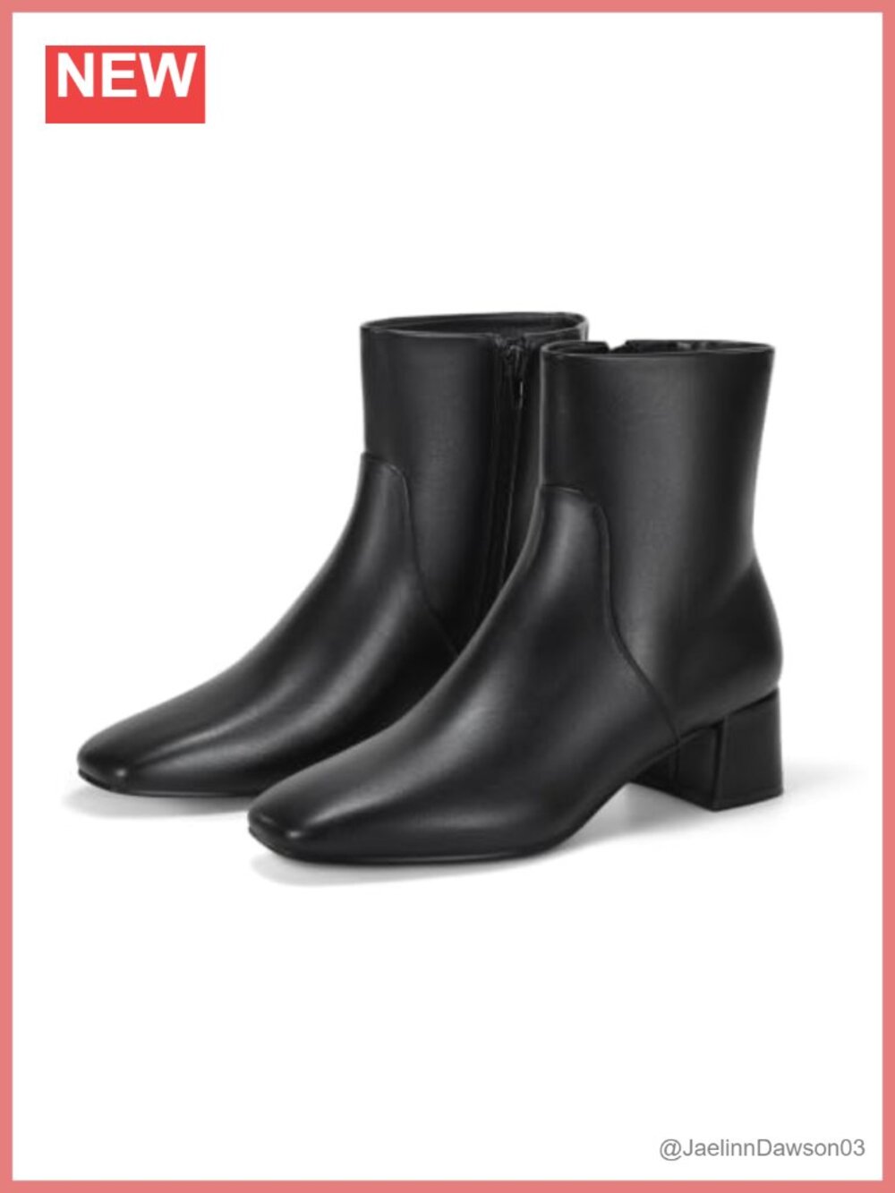 Coutgo Women's Square Toe Chunky Heel Faux Leather Ankle Boots Side Zip Fall